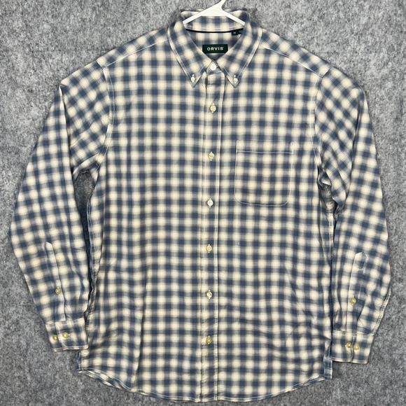 Orvis Other - Orvis Classic Fit Men's Blue Cream Plaid Cotton Lyocell Button Down Shirt Size M